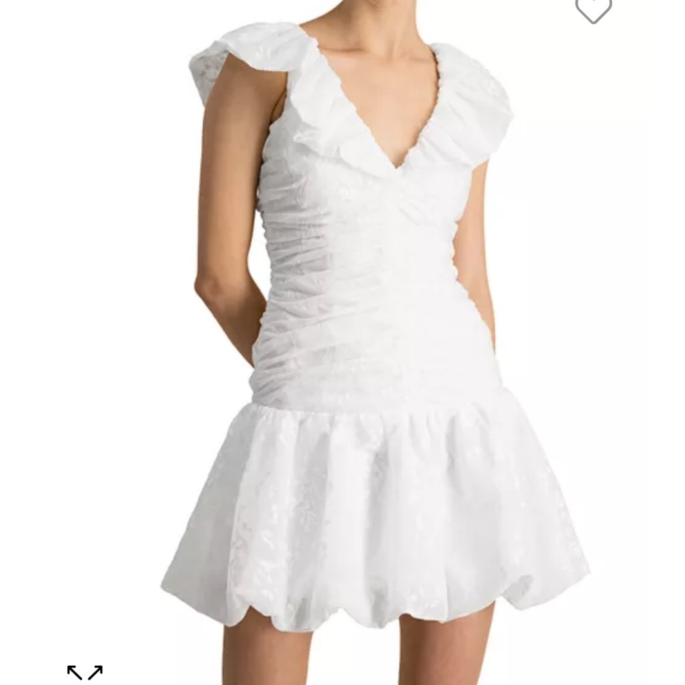 Monique Lhuillier White Ruffle Dress